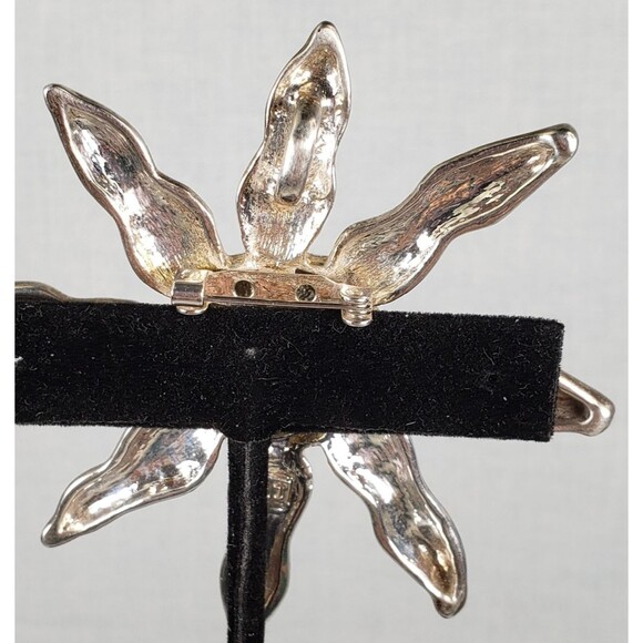 Vintage Signed MJ Marie Jennifer Silver Plated Sun Pendant 3" Brooch - Picture 7 of 14